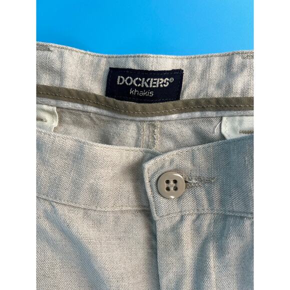Y2K linen blend pleated Dockers beige pants 2000s vintage - Picture 5 of 6